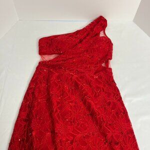 Hailey Logan by Adrianna Papell Women Red Cocktail Dress S One Strap